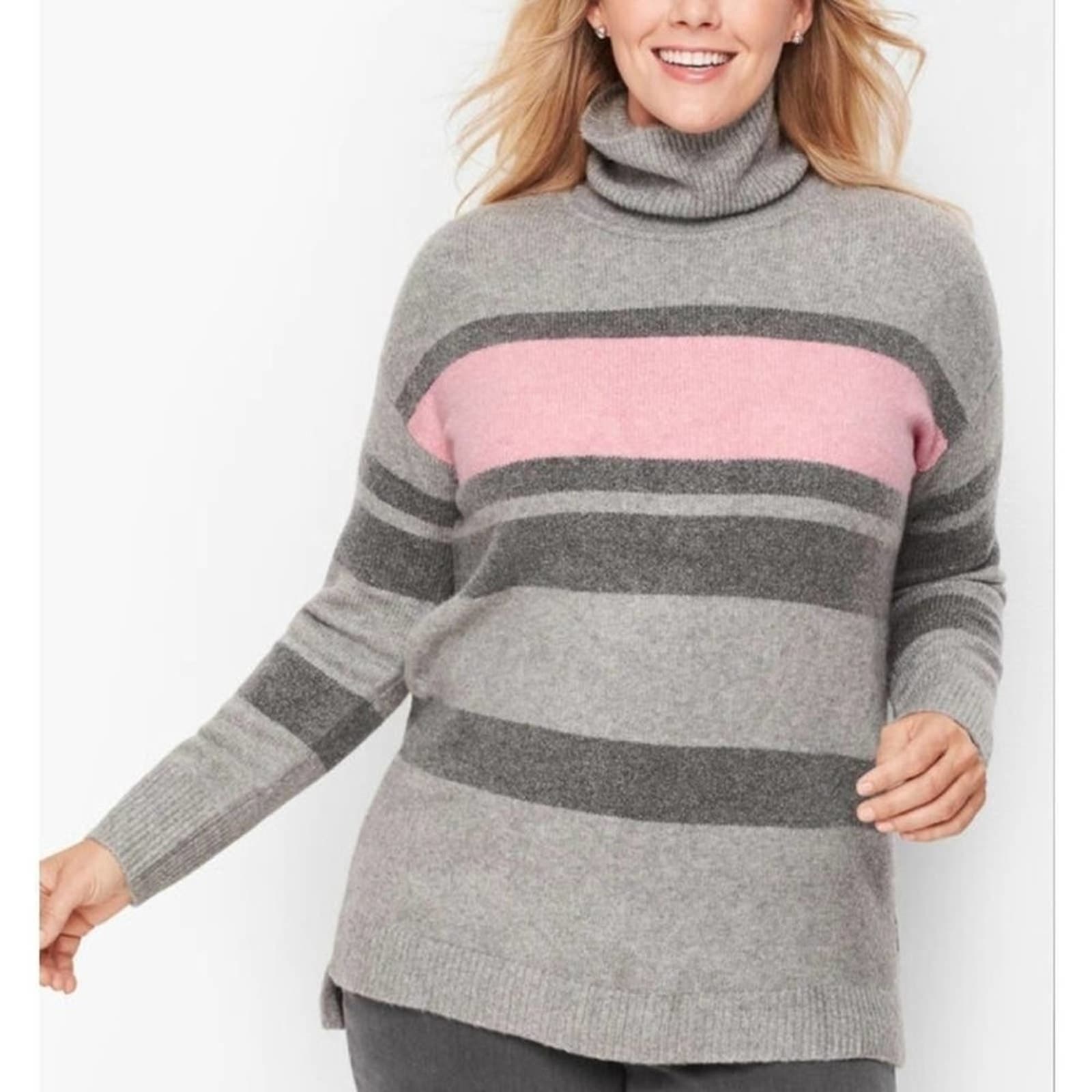 Talbots Fireside Stripe Turtleneck Sweater - Heathered Plus Size 3xp Petite